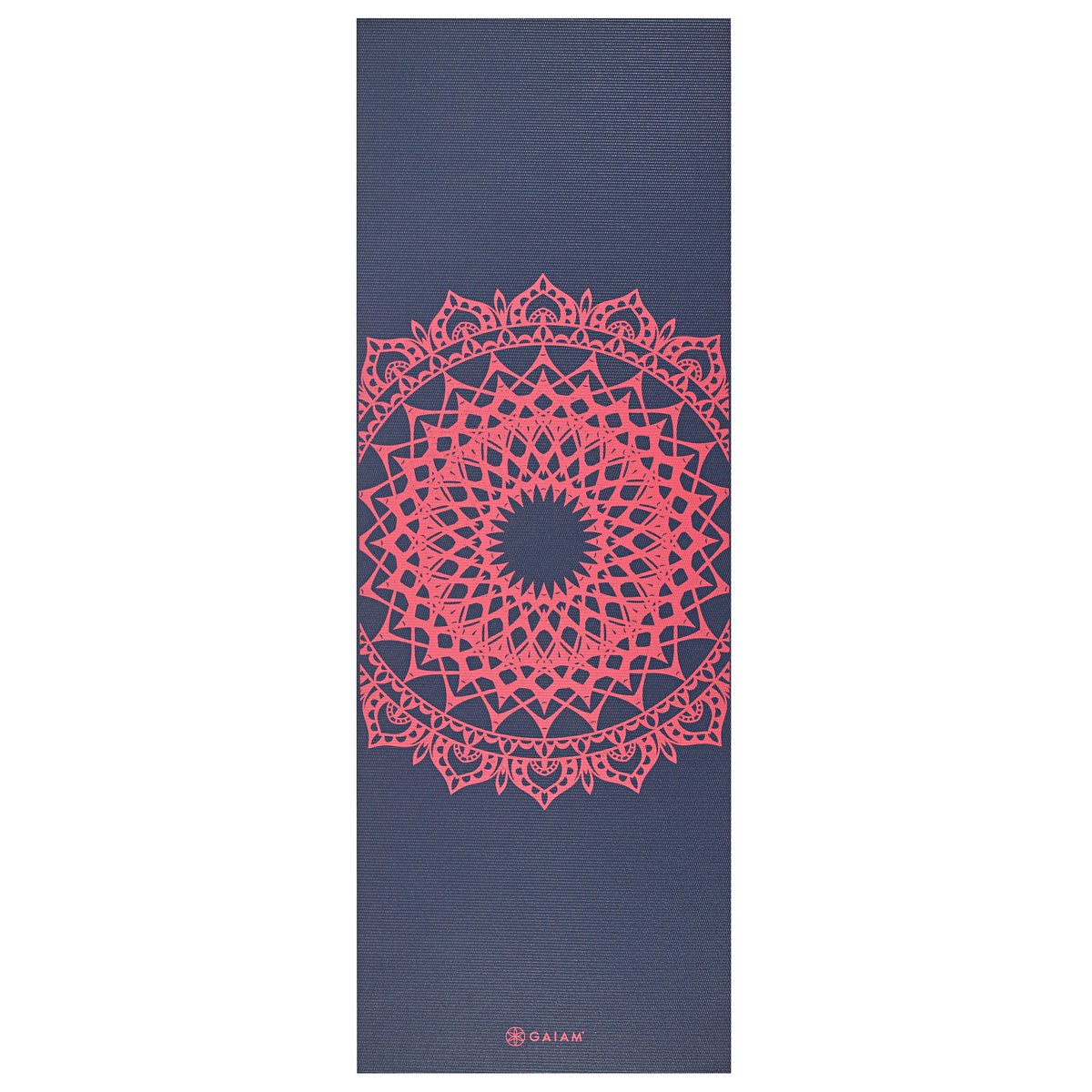 Gaiam Navy Fleur Marrakesh Yoga Mat (4mm) flat