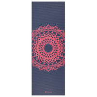 Gaiam Navy Fleur Marrakesh Yoga Mat (4mm) flat