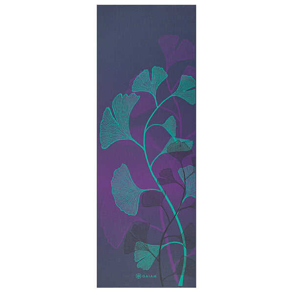 Gaiam Premium Lily Shadows Yoga Mat (6mm) flat