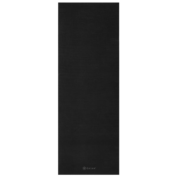 Gaiam Classic Solid Color Yoga Mat (5mm) Black flat