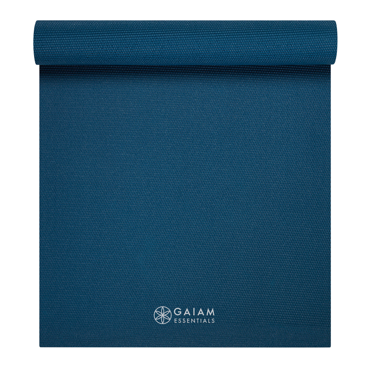 Gaiam Essentials Yoga Mat Navy top rolled