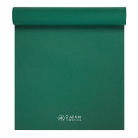 Gaiam Essentials Yoga Mat Green top rolled