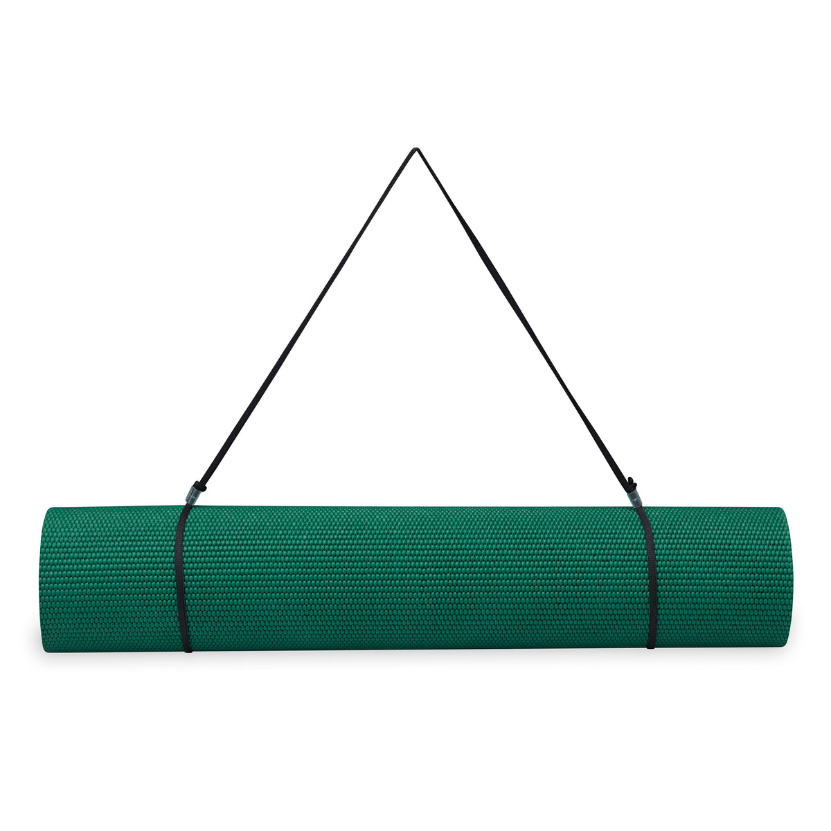 Gaiam Essentials Yoga Mat Green rolled up with sling
