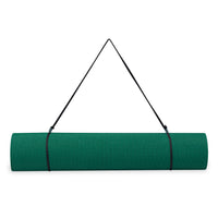 Gaiam Essentials Yoga Mat Green rolled up with sling