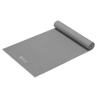 Gaiam Essentials Yoga Mat Grey top rolled angle