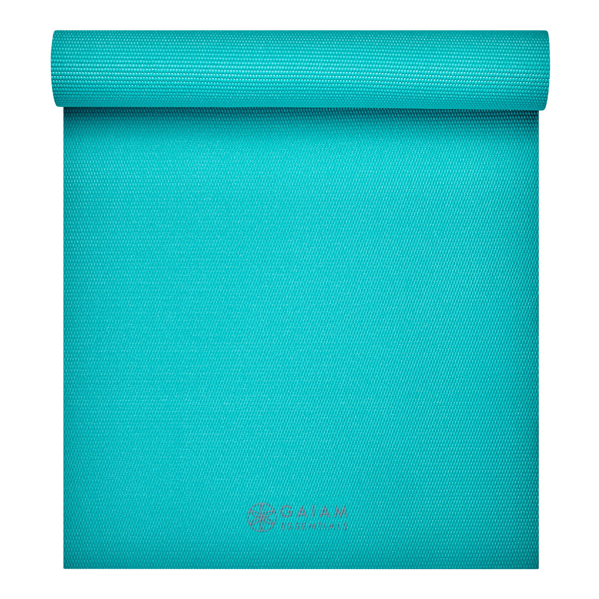 Gaiam Essentials Yoga Mat Teal top rolled